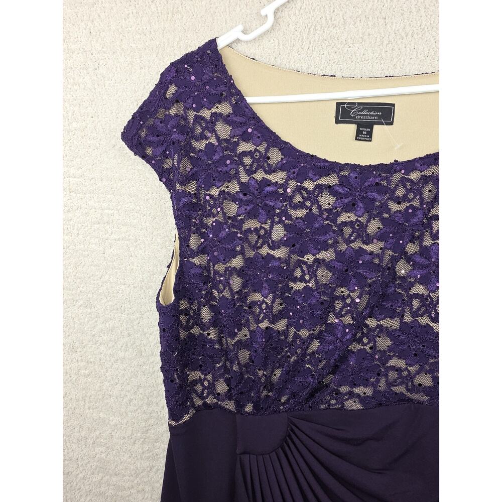 Dressbarn Collection Sequin Lace Front Draped Cocktail Dress Size 16 - Picture 5 of 7